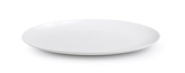 Beyaz arkaplanda boş bir plaka izole edildi