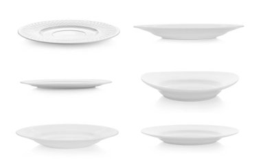 boş seramik plaka beyaz arkaplanda izole