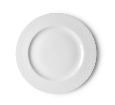 Beyaz arka planda beyaz plaka. en üstteki görünüm