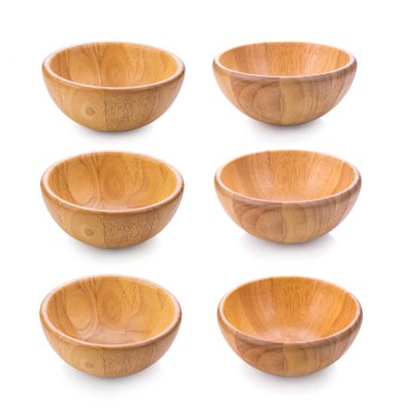 Ahşap kase beyaz arkaplanda izole