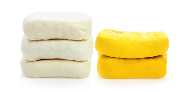 Tofu Amarelo Isolado Fundo Branco — Fotografia de Stock