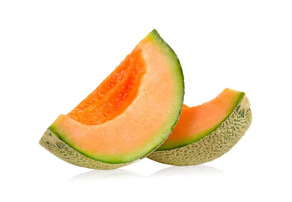 Cantaloupe Meloen Geïsoleerd Witte Achtergrond — Stockfoto