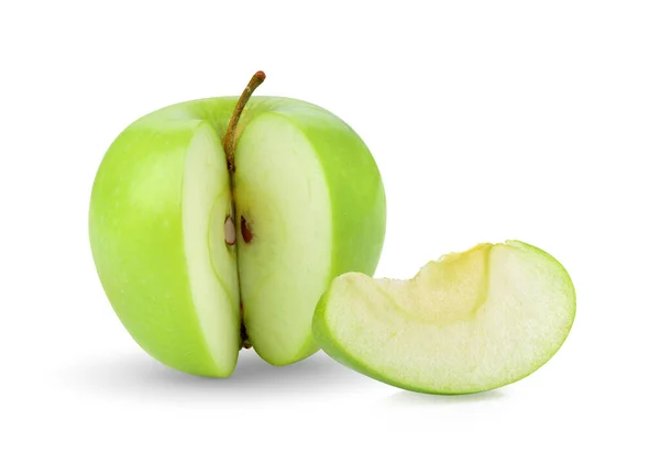 Grönt Äpple Isolerat Vit Bakgrond — Stockfoto
