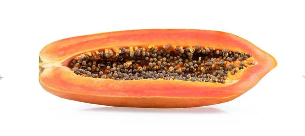 Papaya Scheibe Isoliert Auf Weißem Hintergrund — Stockfoto