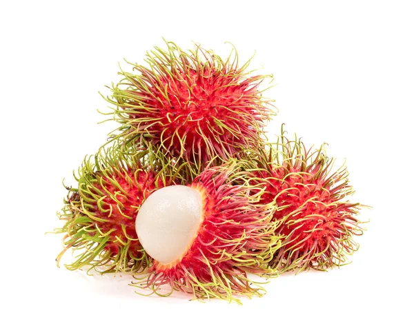 Rambutan Frukter Isolerad Vit Bakgrund — Stockfoto