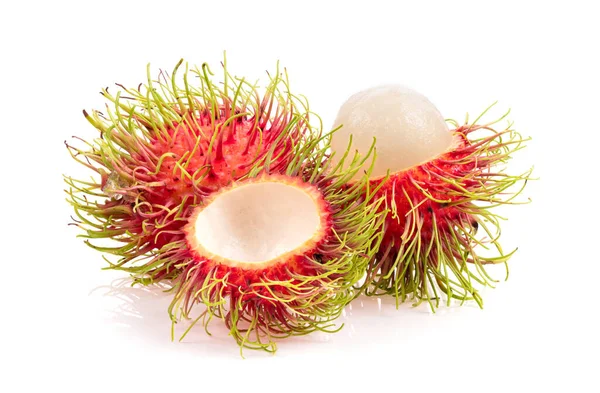 Frutti Rambutan Isolati Fondo Bianco — Foto Stock