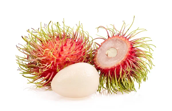 Frutos Rambutão Isolados Sobre Fundo Branco — Fotografia de Stock