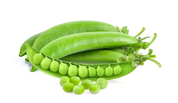 Groene Erwten Geïsoleerd Witte Achtergrond — Stockfoto