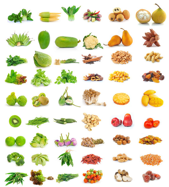 Сбор продуктов питания на белом фоне
