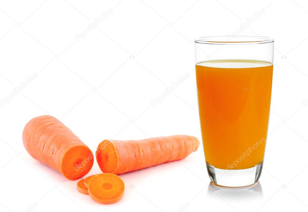Carrot vegetable juice in glass 