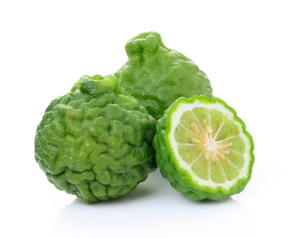 Kaffir Lime or Bergamot fruit on white background — Stock Photo, Image