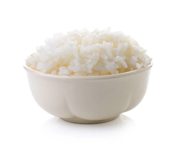 Rice in a bowl on a white background — Stock Photo, Image