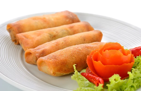 Fried Chinese Traditional Spring rolls food — Stok Foto