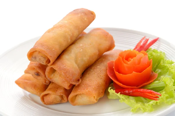 Fried Chinese Traditional Spring rolls food — Stok Foto