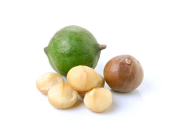 Macadamia nuts on white background — Stock Photo, Image