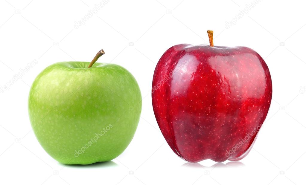 Red and green apple  isolated on white background