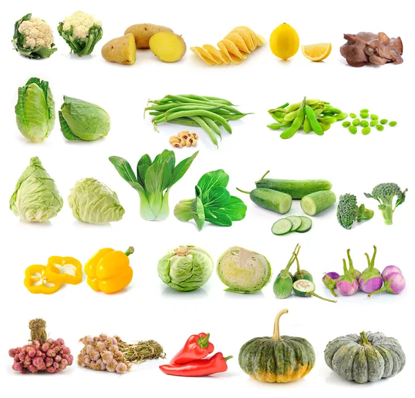 Uppsättning av grönsak på vit bakgrund — Stockfoto