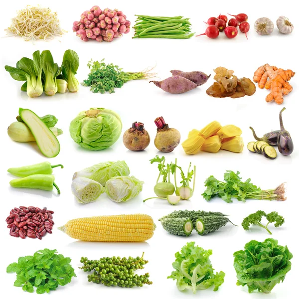 Conjunto de verduras sobre fondo blanco — Foto de Stock