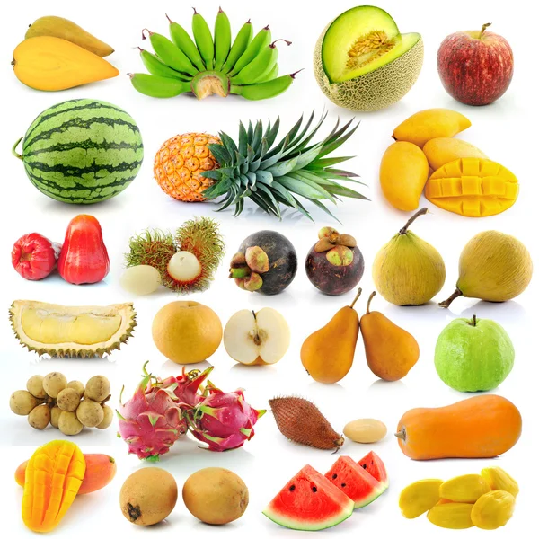 Satz von Früchten auf weißem Hintergrund — Stockfoto
