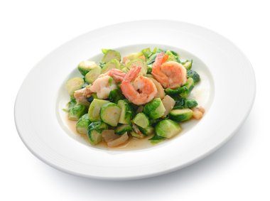 Karides kızarmış lahana. Tayland gıda