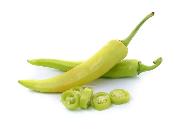 Green chilli pepper  on white background. — Stock Photo, Image