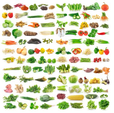 set of vegetable on white background clipart