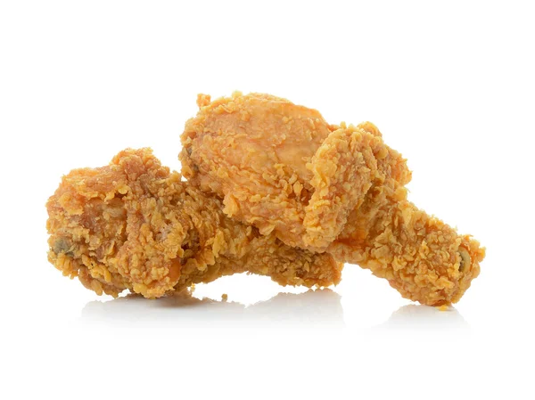 흰 바탕에 튀긴 닭고기 — 스톡 사진