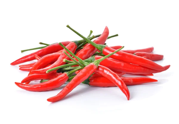 Red chili peppers isolated on white background — Stock Photo, Image