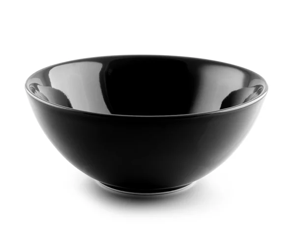 Bol en céramique noire sur fond blanc — Photo