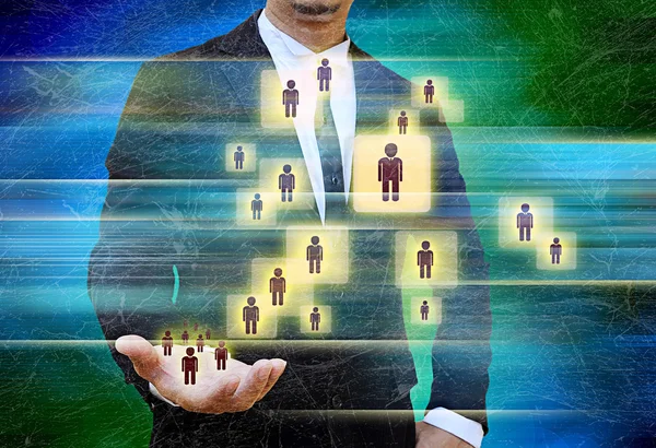 Businessman Choosing the right person in the old texture — Stock Photo, Image