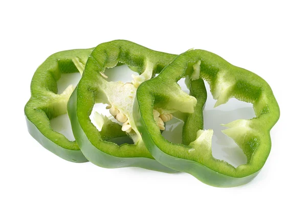 Green pepper slice on white background — Stock Photo, Image