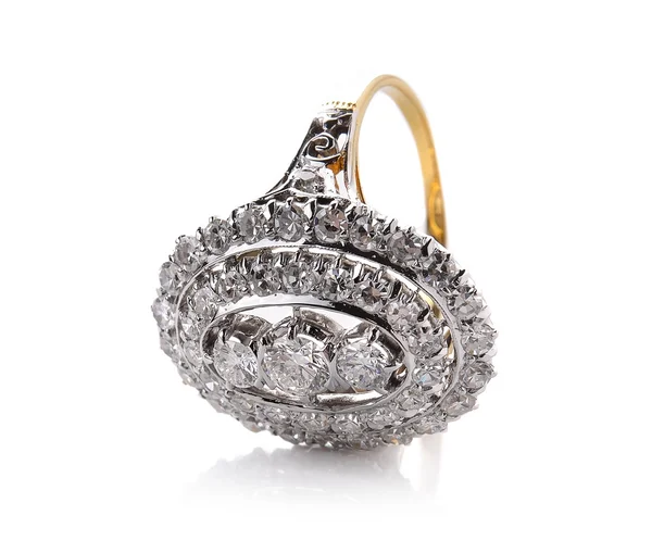Wedding diamond ring  on white background — Stok Foto