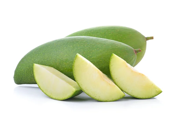 Fresh green mango on white background — Stock Photo, Image