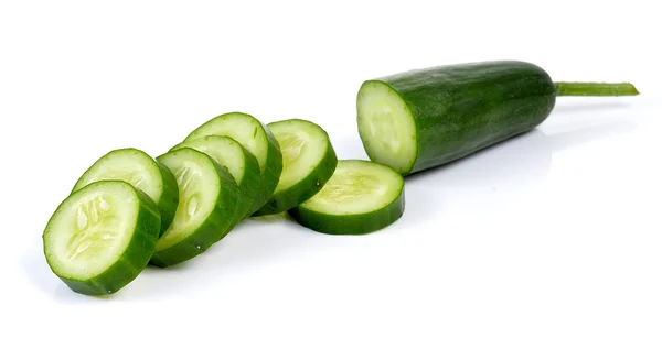 Cucumber slices isolated over white background — Stock Photo, Image