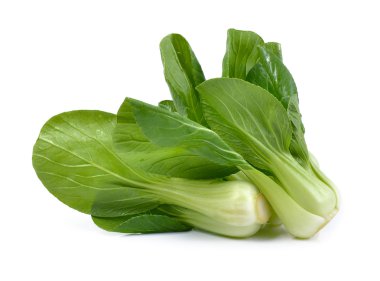 Beyaz arkaplanda bok choy sebzesi
