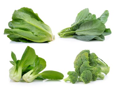 Brokoli, marul, Çin brokoli, cos, Çin lahanası üzerinde beyaz ba