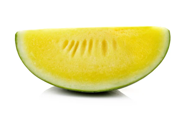 Gele watermeloen geïsoleerd op witte achtergrond — Stockfoto