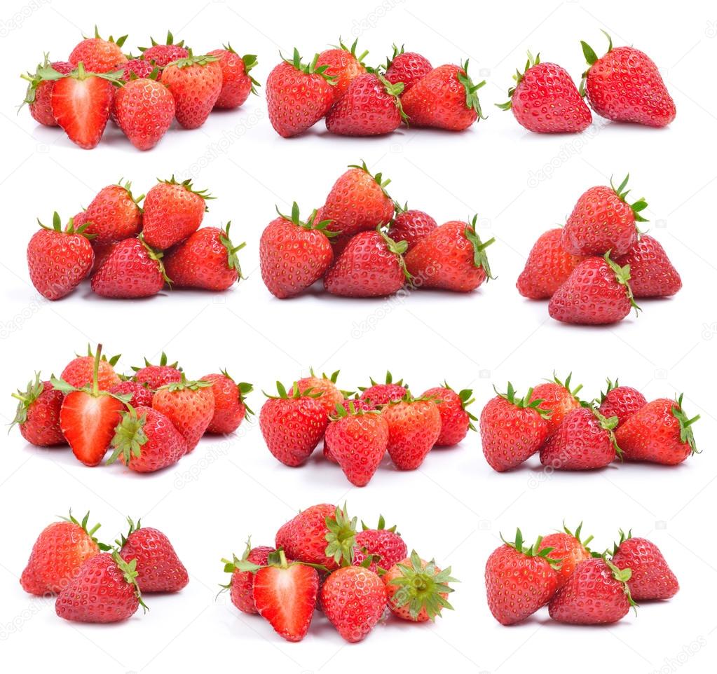 set of strawberry on white background