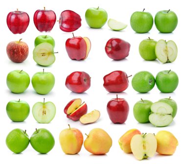 Beyaz arka plan üzerinde elma kümesi