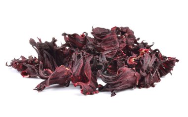 Beyaz bir arka plan üzerinde izole roselle Kuru