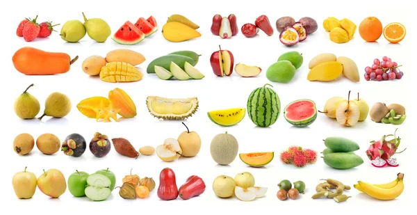 Набор фруктов, выделенных на белом фоне — стоковое фото