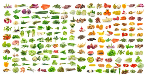 Conjunto de verduras y frutas sobre fondo blanco —  Fotos de Stock