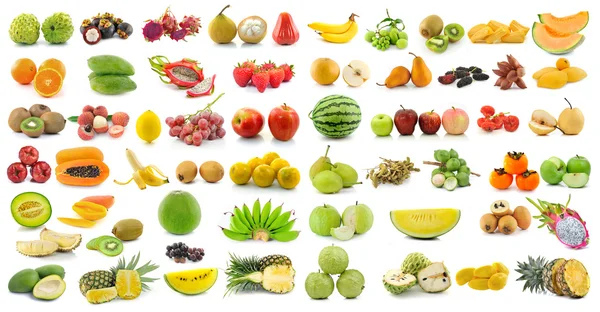Набір фруктів на білому фоні — стокове фото