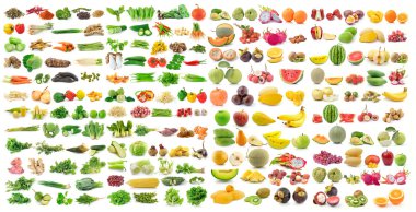 set of vegetable and fruit on white background clipart