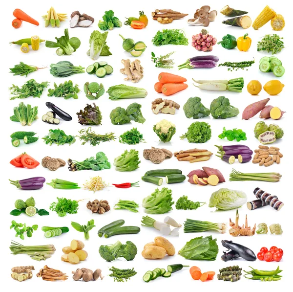 Reihe von Gemüse isoliert auf weißem Hintergrund — Stockfoto