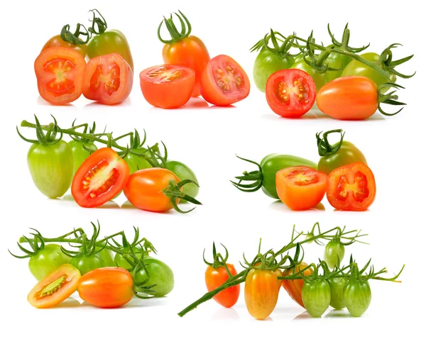 체리 토마토 흰색 배경에 고립의 집합 — 스톡 사진