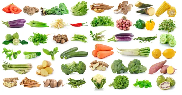 Conjunto de verduras sobre fondo blanco — Foto de Stock