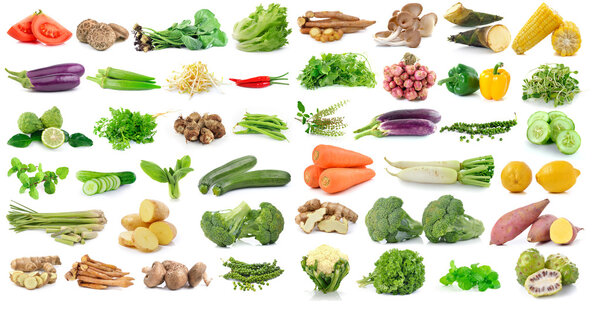 set of vegetable on white background