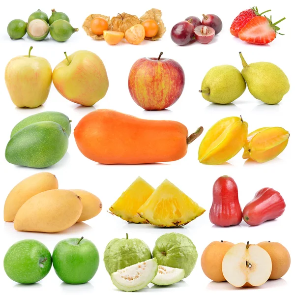 Fruit collection isolated on white background — Stock Photo, Image