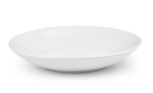 Empty white plate on a white background — Stock Photo, Image